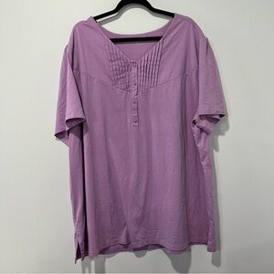 Liz & Me Lavender Pintuck Button Henley Top 3x 26/28W